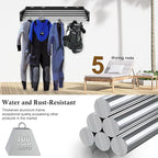 Foldable Wall Mounted Drying Rack, 30'' Wide Aviation Aluminum Laundry Clothes Rack Collapsible with 5 Rods, 100LB Capacity, Pull Out Design Towel Drying Rack for Laundry Wall (Black, 30")