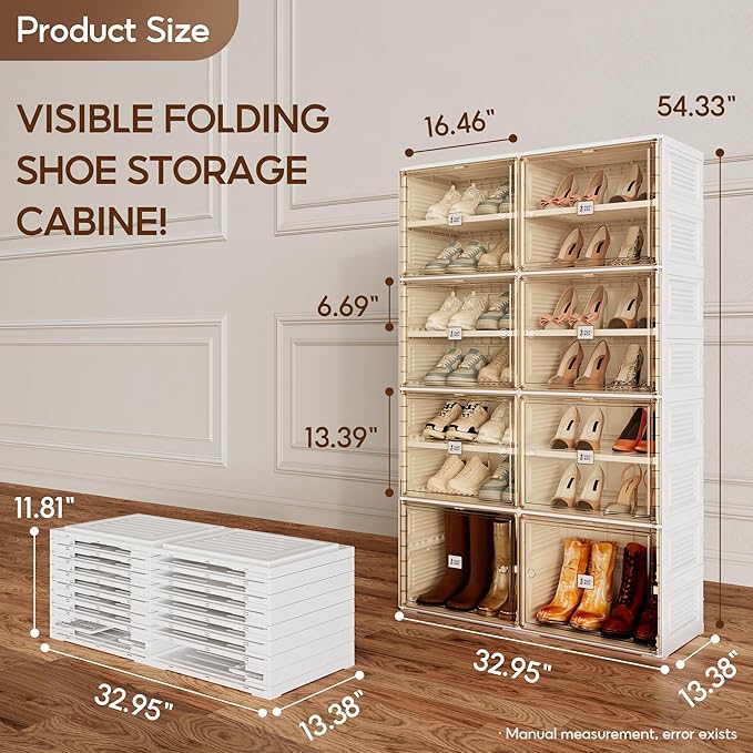 ANTBOX Portable Shoe Rack Organizer for Closet Entryway, Stackable Sneaker Storage Shoe Cabinet with Magnetic Clear Door, Large Plastic Storage containers Bins with Lids 7 Tiers 28 Pairs
