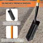 Trench Shovel for Digging, 4-Inch Trench Shovel, Heavy Duty Trenching Shovel with Fiberglass Handle, 56 Inches