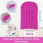 Zubebe 6 Pcs Duster Refill Reusable Fleece Duster Refills Feather Flat Dusters Multi Surface Washable Cleaning Pads Tools for Home, Blinds, Car, Pet, Furniture, Fans (Peach Red)