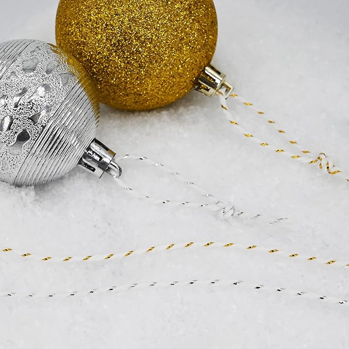 Leecogo Cotton Twine Silver and White Baker String 2mm Thick 328 Feet Christmas Twine for Gift Wrapping DIY Crafts Home Party Decoration