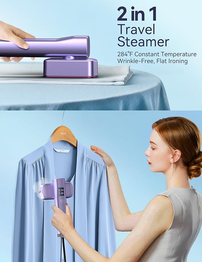 Travel Steamer for Clothes, Portable Mini Clothes irons, 3 Adjustable Levels Clothes Steamer Handheld, Garment Steamer, 15s Heat Up, Adjustable Steam/Temperature