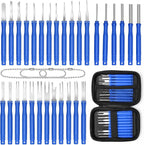 30+4P Terminal Pin Removal Tool Kit, Electrical Connector Depinning Tool Terminal Pin Extractor Kit Wire Release Tool for Car Household Devices (Blue)