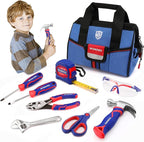 WORKPRO 9-Piece Kids Real Hand Tool Set, Blue Junior Tool Kit with Storage Bag for Boys, Girls, Children DIY Building and Woodworking, Age 8+