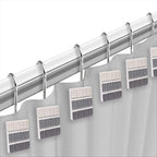 Zahari Home 13pc Modern Line Shower Curtain Set - Gray Luxury Contemporary Shower Curtains with Unique Design & 12 Hooks