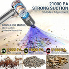Portable Mini Car Vacuum Cleaner – Powerful Cordless Handheld Vacuum, 21000Pa Suction, Rechargeable, Long Runtime, 3 Adjustable Power Levels, Lightweight, 2-in-1 Suction & Blowing Function