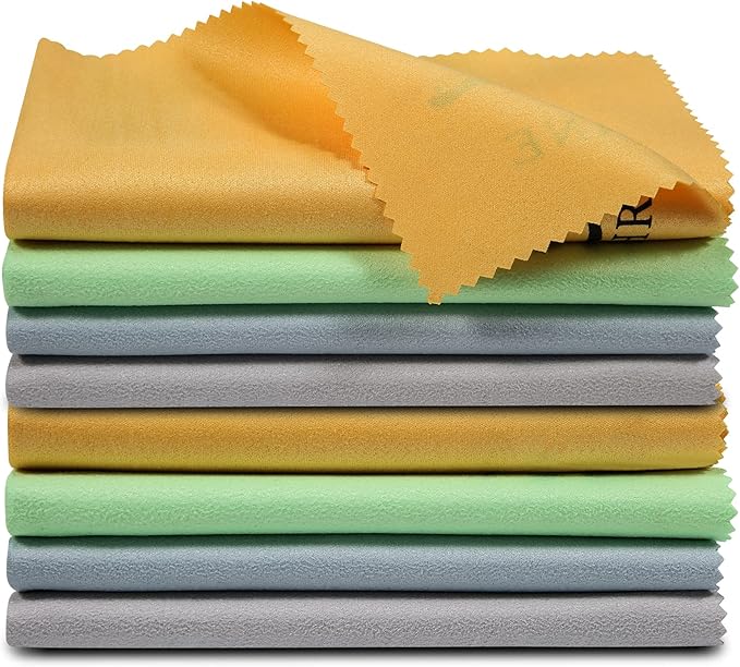 Hricane Guitar Cloths Ultrafine fiber suede (8-Pack 12"x12") Plush Polishing Cloths for Musical Instruments Premium Polishing & Cleaning Cloths for Guitar Violin Piano Clarinet Trumpet Sax Universal