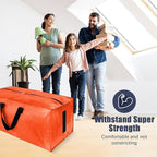 HOMESURE 4 Pack Large Strong Moving Bags with Zippers & Carrying Handles - Water-Resistant - Heavy Duty Storage Tote for Space Saving, Fold Flat, Alternative to Moving Box (Orange)
