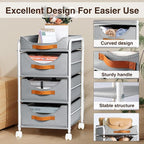 DIMJ Clothes Drawer 4 Tier - Fabric Closet Drawer System Rolling, Portable Closet Drawers for Clothes with Wheels, Small Closet Organizer & Replacement Drawers for Bedrooms, Office, Nursery, Grey