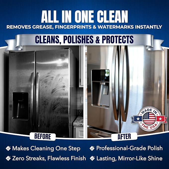 Sheila Shine 3 x 10oz Stainless Steel Cleaner and Polish - Removes Grease, Fingerprint & Watermark - Kitchen Appliances, Refrigerators, Sinks, Ovens & Grills - Stainless Steel Cleaning Spray