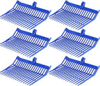 Lasnten 6 Pcs Manure Fork Head Bulk 18 Tines Pitch Fork Replacement Head with Screws and Nuts Durable Stable ABS Plastic Pitchfork for Horse Stall Picking up Manure(Blue)