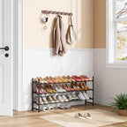 Tajsoon 3 Tier Expandable Shoe Rack for Closet, 28“-41“Adjustable & Stackable Shoe Shelf Storage, Metal Shoe Rack Organizer for Front Door Entrance, Closet, Garage, Entryway, Bronze