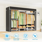Ulif E13C Heavy Duty Closet Organizer System，Freestanding Clothing Racks for Hanging Clothes，Adjustable Garment Rack 63" W x 16" D x 77" H Hold 960 lbs，White Clothing Rack with Black Dustproof Cover