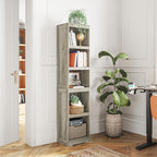 LINSY HOME 5-Shelf Bookcase, Narrow Bookshelves Floor Standing Display Storage Shelves 68 in Tall Bookcase Home Decor Furniture for Home Office, Living Room, Bed Room - Light Brown