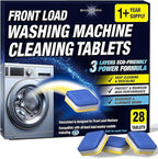 Washing Machine Cleaner Descaler 28 Pack - Designed for Front Loader Washer - Deep Cleaning Tablets For HE, Septic Safe Eco-Friendly Deodorizer, Clean Inside Drum & Laundry Tub Seal - 14 Month Supply