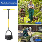 Qivine Half Moon Edger, 41.73 Inch Edger Lawn Tool with Saw Tooth Blade Lawn Edger Tool Garden Edging Tool for Sidewalk, Grass, Yard, Landscape (V-Shaped)