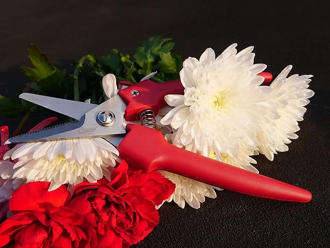 Clauss Spring-Action Stainless Steel Wire Cutters / Pruning Shears For Gardening, Red, 7.5’’ (33503)