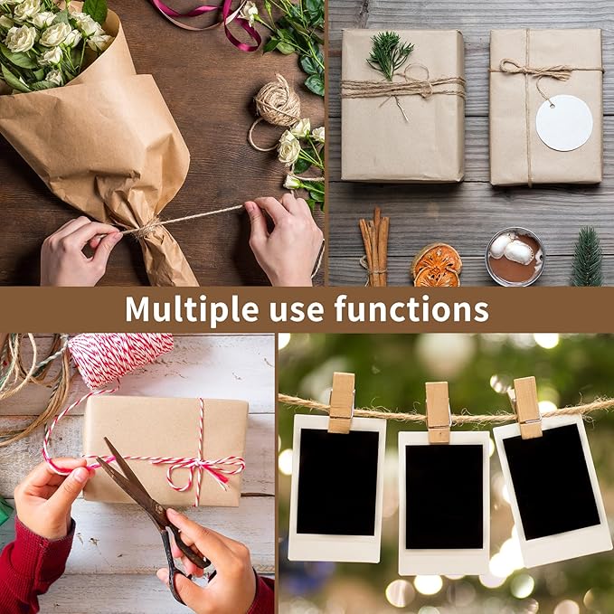 Natural 3mm Jute Twine String, 328-FT Hemp Rope Heavy Duty for Gardening, Handmde DIY Crafts Artworks, Climbing Plant Support, Picture Hanger, Gift Presents Wrapping, Packing and Bundling, Home Décor