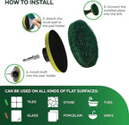 SCRUBIT Drill Brush Power Scouring Pads - Heavy Duty Tub and Tile Cleaner - Drill Scrubber Brush kit Includes Drill Attachment, 3 Red, 3 Stiff Green Scrubber Pads