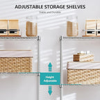 IZEUK 5-Tier Chrome Metal Storage Shelves, Adjustable Wire Shelving Unit for Kitchen, Bathroom, Pantry, Office, Garage, Organizer Wire Rack, 1250 lbs, 13.7" D x 23.6" W x 53.4" H