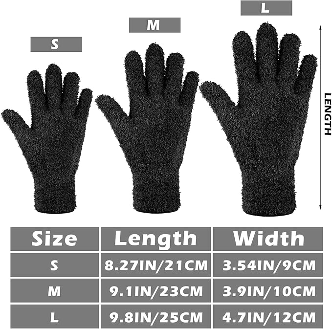 Patelai 3 Pairs Microfiber Plant Dusting Gloves Leaf Cleaning Gloves for Indoor Plants, Blinds, Furniture, House (Black,Medium)