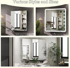 LED Bathroom Medicine Cabinet with Mirror, 36 Inch x 32 Inch Bathroom Mirror Cabinet with Door & Adjustable Shelves, Surface Mount or Recess Installation