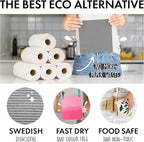 SUPERSCANDI 6 Pack Swedish Dishcloths for Kitchen - 100% Biodegradable & Compostable Reusable Paper Towels Washable, Food-Safe & Without Plastic - Dish Rags Suitable for Any Surface, Black