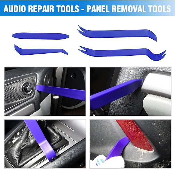 16-Piece Automotive Tool Kit with Storage Bag- Oil Seal Hook Set, Clip Remover, Gasket Scraper & Pry Tools, Includes Work Gloves for Car Repair & Mechanical Maintenance (Blue)