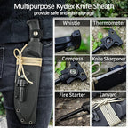 HX Outdoors 14 Inch Bush Machete Kukri Knife, Premium D2 Steel Full Tang Gardening Machete Knife with Kydex Sheath for Outdoor, Camping, Clearing Brush (Black)