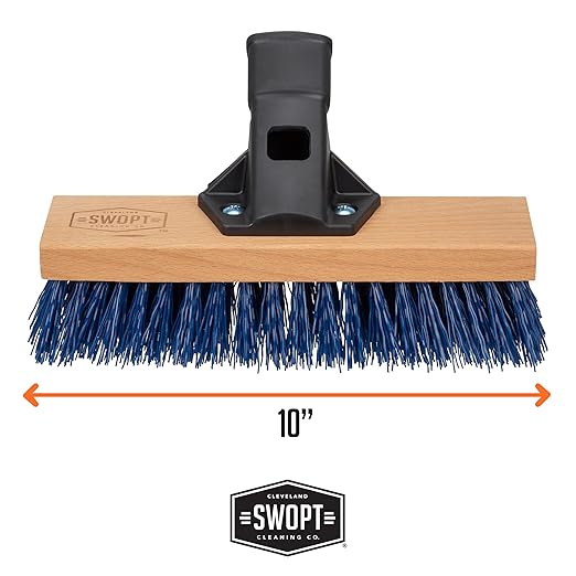 SWOPT 10” Premium Multi-Surface Scrub Brush Head — Cleaning Head Interchangeable with All SWOPT Cleaning Products for More Efficient Cleaning and Storage — Clean Driveways, Decks, and Siding