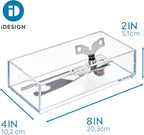 IDesign Decorative Countertop Vanity Tray Organizer for Bathroom, Bedroom, Closet, Entryway, The Clarity Collection – 4” x 8” x 2”, Clear, Small