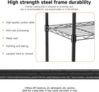 IZEUK 3 Tier Metal Wire Shelving Rack Storage Shelves for Kitchen, Bedroom, Living Room or Laundry Room, Black, 17.7" W x 11.8" D x 28.8" H