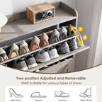 Nicetree Shoe Cabinet Storage for Entryway,Narrow Shoe Storage Cabinet, Space-Saving Shoe Organizer Cabinet, Vertical Entryway Solution for Foyer, Mudroom, Gray