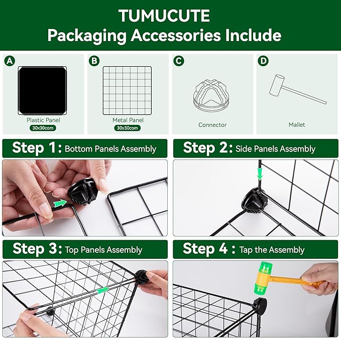 TUMUCUTE Wire Cube Storage Organizer, 12-Cube Metal Storage Shelves Bookshelf, Stackable Modular Closet Organizer for Bedroom Living Room, Office,Storage Shelves