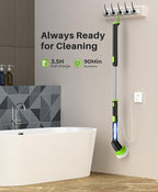 LyriFine Electric Spin Scrubber, 2024 New Full-Body IPX7 Waterproof Bathroom Cleaner Brush, Shower Scrubber with Long Handle & 2 Speed, Heads Replacement, Cleaning Supplies for Tub Shower Tile Floor