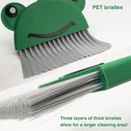 Children's Small Broom Dustpan Set Green Frog Mini Household Cleaning and Pretend Play Set
