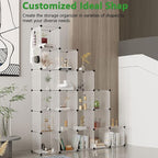 C&AHOME Cube Storage Organizer, 20-Cube Shelves Units, Closet Cabinet, DIY Plastic Modular Book Shelf, Ideal for Bedroom, Living Room, Office, 48.4" L x 12.4" W x 60.6" H Transparent White UPCS20W