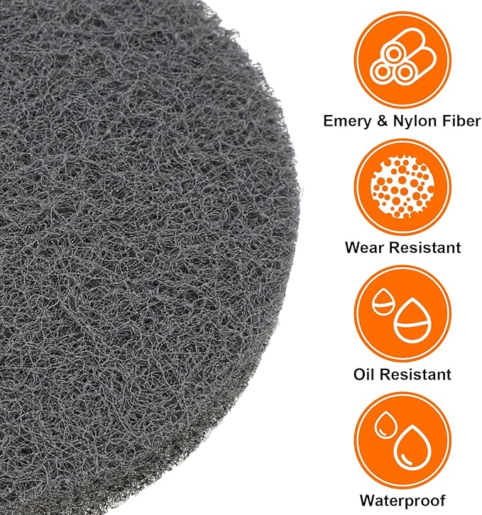 HARFINGTON 20pcs Scrubber Scouring Pads 1200 Grits 2 Inch Drill Power Brush Hoop and Loop Surface Conditioning Disc Drill Scuffing Disc Scrub Pads for Home Kitchen Cleaning, Light Grey