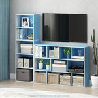Furinno Luder Bookcase / Book / Storage , 11-Cube, White/Light Blue