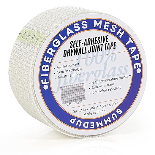 Drywall Repair Tape Sheetrock Self-Adhesive Joint Tape 2" x 100ft – Fiberglass Mesh Drywall Repair Roll for Wall Patch, Cracks & Drywall Patch (1 Roll)