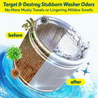 Cleanomic WashWizard Washing Machine Cleaner Tablets – Deep Cleaning Washer Cleaner for Front Load, Top Load & HE Machines – Removes Odor, Buildup & Limescale – Septic Safe, Non-Toxic, 6 Tablets
