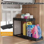 Under Sink Organizer 2 Pack,Bathroom Under Cabinet Storage with Pull Out Sliding Drawers for Kitchen Organization,12.8 Inch,Black