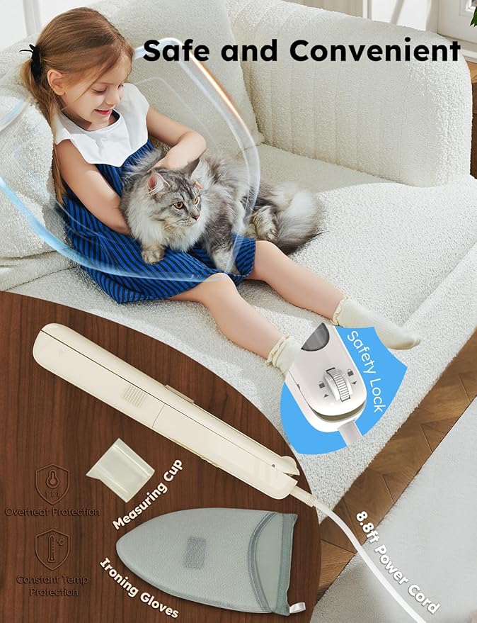 Travel Steamer Iron Portable, Rylena 180° Rotatable Handheld Press Iron for Clothes, Curtains, 2025 LeakProof & Anti-Drip Tech, Fast De-Wrinkle, Crisp Crease, XL Tank, Easy Grip, Apt, Cruise,Dorm