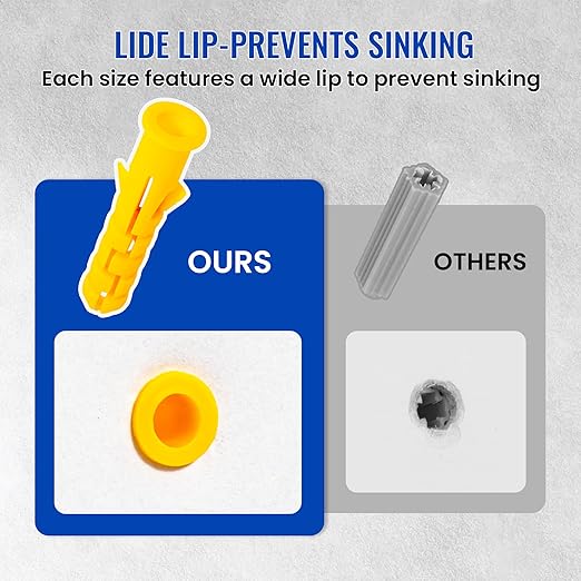 Dry Wall Anchor and Screw Combo Set 550 Pieces, 275 Plastic Wall Anchors and 275 Phillips Pan Head Screws, 5 Sizes Galvanized Screws and Wall Plug Bolts with Storage Case (550)