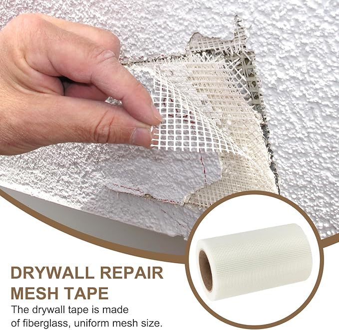 PATIKIL Drywall Repair Mesh Tape, 8 inch x 82 ft Fiberglass Repair Patch Self-Adhesive Dry Wall Joint Tape 9 Mesh Wall Hole Crack and Seam Patch, White
