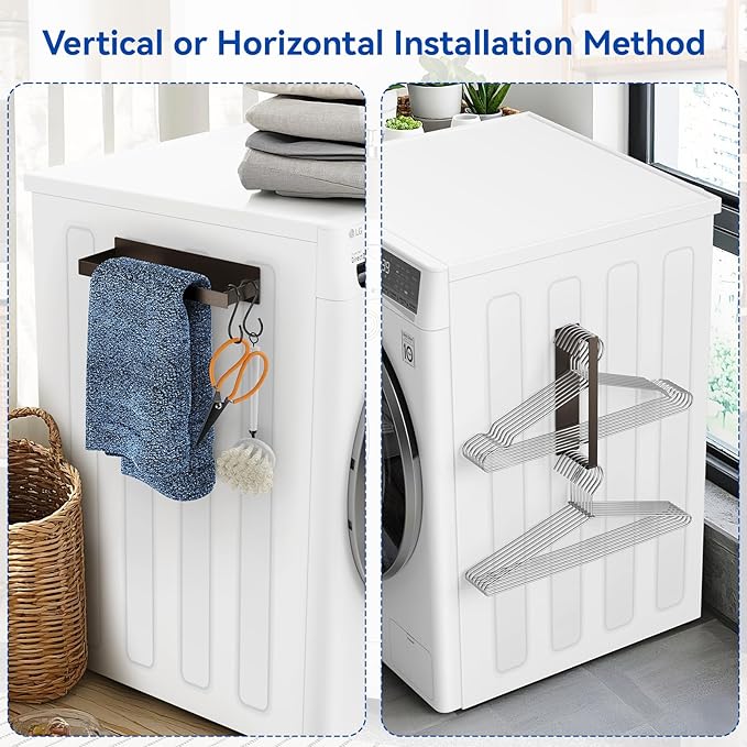 Magnetic Dryer Ball Holder and Magnetic Hanger Holder for Laundry Room Organization and Storage, Magnetic Lint Bin for Laundry Room, Iron Basket Dryer Ball Container for Laundry Room Storage (Brown)