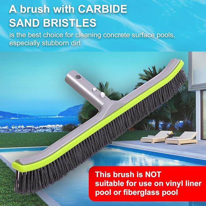 Pool Brush Head for Cleaning Plaster and Gunite Concrete Surfaces,Heavy Duty Inground Swimming Pools Stiff Bristles Scrub Brushes