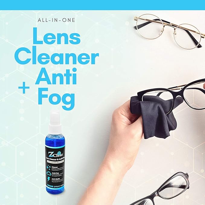 Anti-Fog 6oz Spray | Eye glasses cleaner | Goggles anti fog | Sunglasses cleaner | Windshields | Mirrors | Visors | Safe for all Lenses |+ With Microfiber Cloth