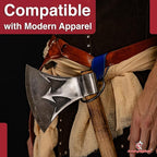 Armory Replicas - Hand Forged Medieval Viking Battle Axe Holder - Genuine Bovine Leather Functional Costume O-Ring Weapon Belt Holster