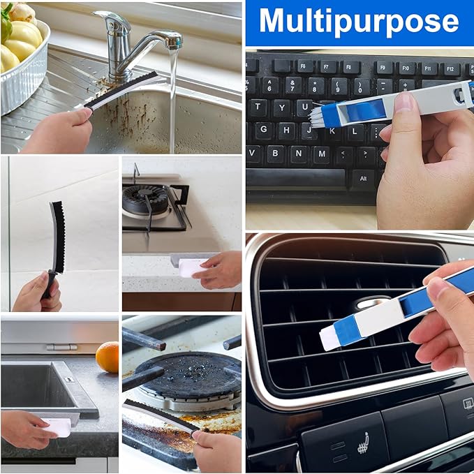 XANGNIER Window Sill Cleaner Tool,10 Pcs Magic Door Window Track Cleaning Tools Kit,Sliding Door Track Cleaner,Groove Crevice Cleaning Brush for Tile Lines/Shutter/Car Vents/Air Conditioner/Keyboard